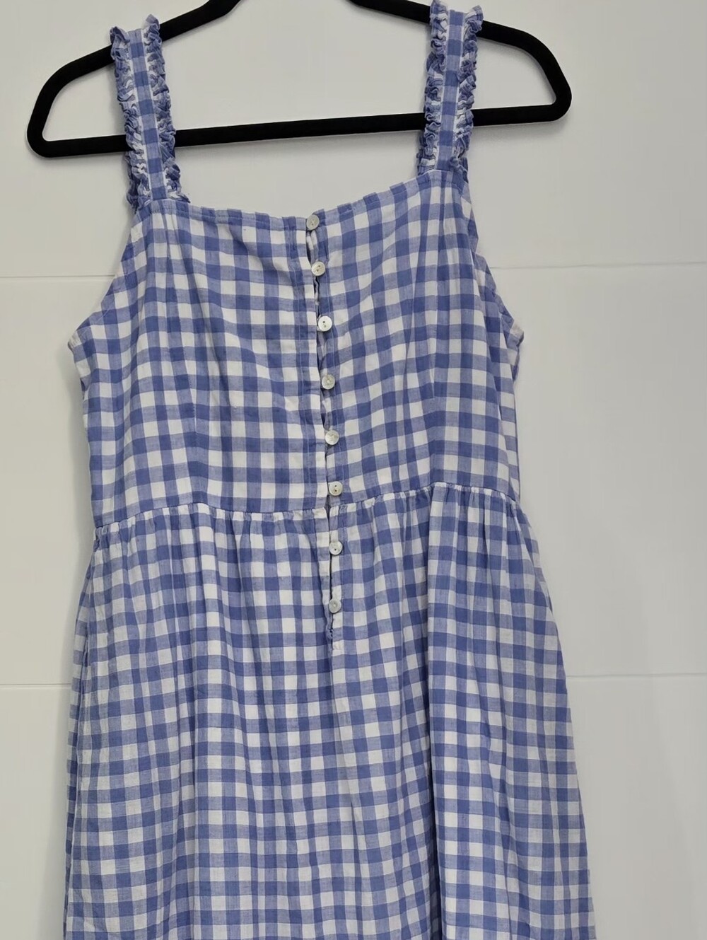 Pink City Prints Blue Gingham Tiered Midi Sundress M